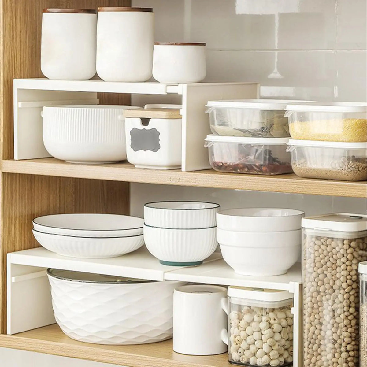 Expandable Cabinet Shelf Organizer - Stackable Riser Adjusting 30-53 cm for Kitchen Cabinets & Under-Sink, Everstock