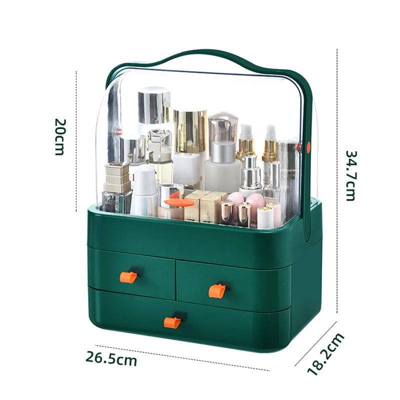 Countertop Cosmetic Organizer - Waterproof Storage with Lid & Drawer for Dresser & Bathroom, Everstock