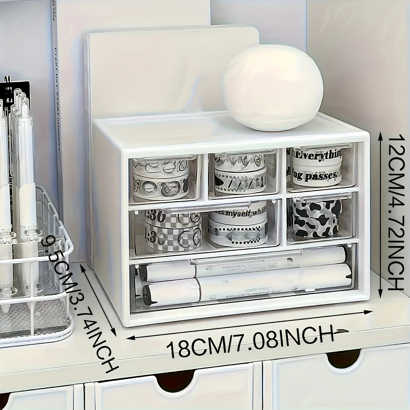 6-Drawer Desktop Organizer - Multifunctional Storage Container for Office Supplies, Stationery & Dorm Essentials, Everstock