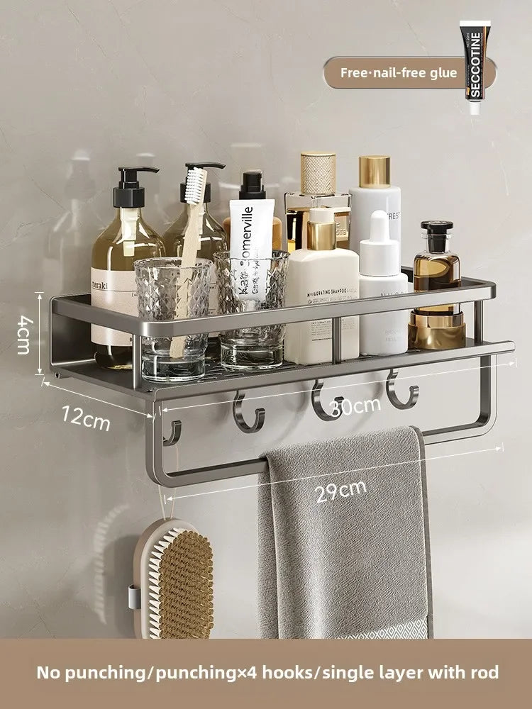 Non-Perforated Wall Storage Rack - Shower Gel Holder for Washbasin & Hand Washing Area, Everstock