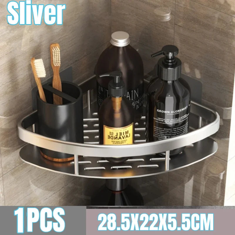 Aluminum Alloy Wall Shelf - No-Drill Shower Storage Organizer for Bathroom, Everstock