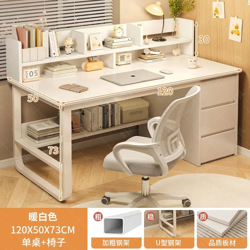 White Drawer Office Desk Fancy Organizer Ergonomic Computer Vanity Office Desk Study Sedentary Biurka Komputerowe Furnitures