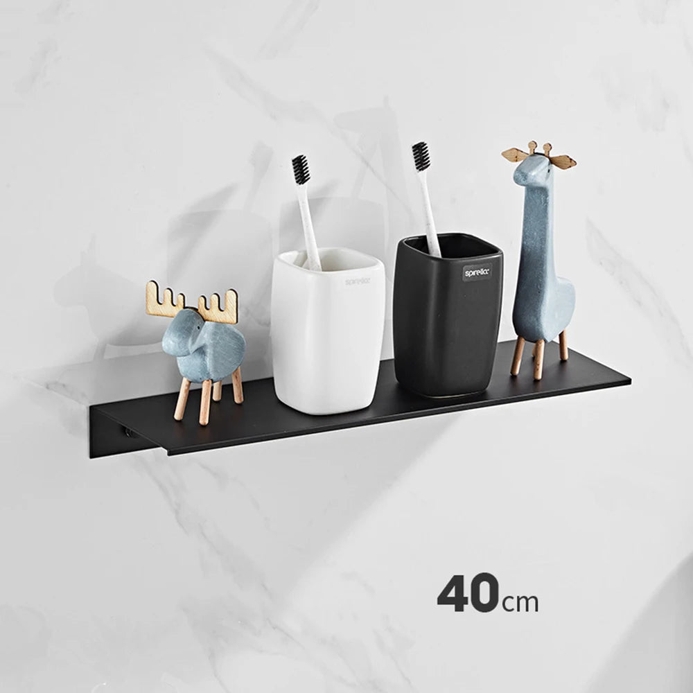 Bathroom Wall Shelf - Space Aluminum Floating Shelf in 30, 40 and 50cm for Shower & Kitchen Storage, Everstock