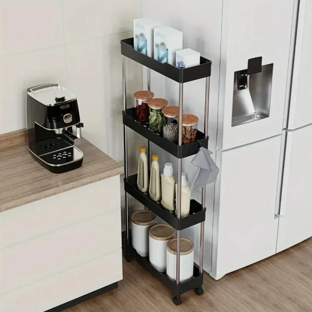 Slim Storage Cart - 3 to 4 Tier Rolling Cart on Wheels for Narrow Bathroom and Kitchen Gaps, Everstock