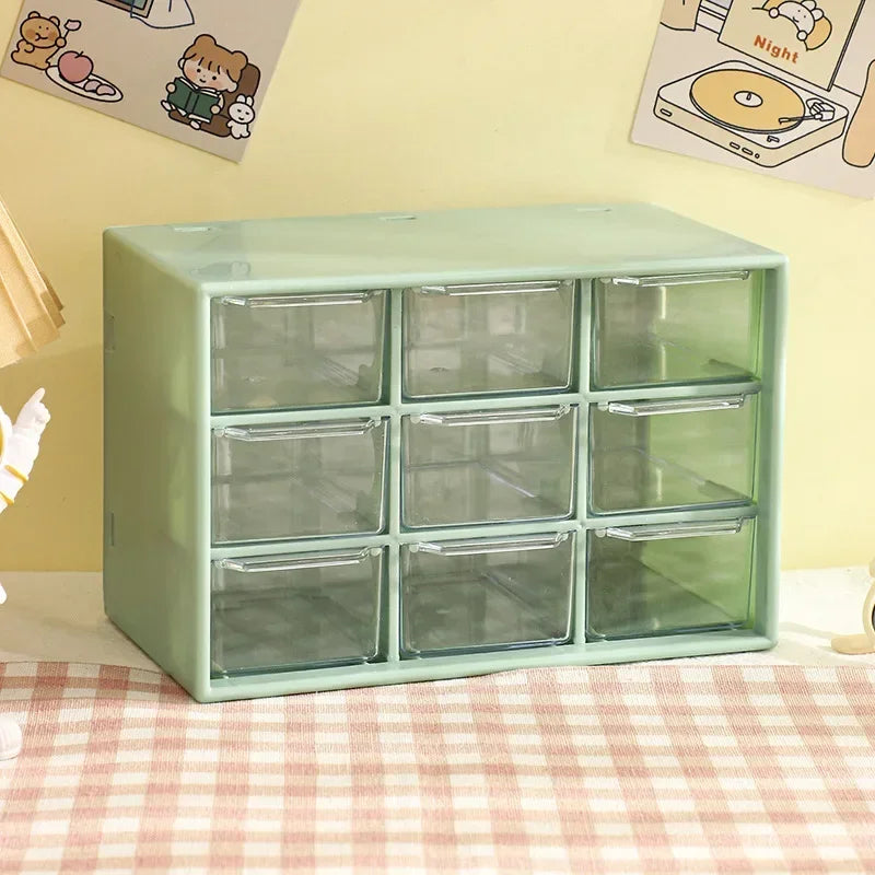9-Grid Desktop Storage Box - Transparent PP Plastic Drawer Organizer for Student Desk Sundries, Wall-Mounted, Everstock