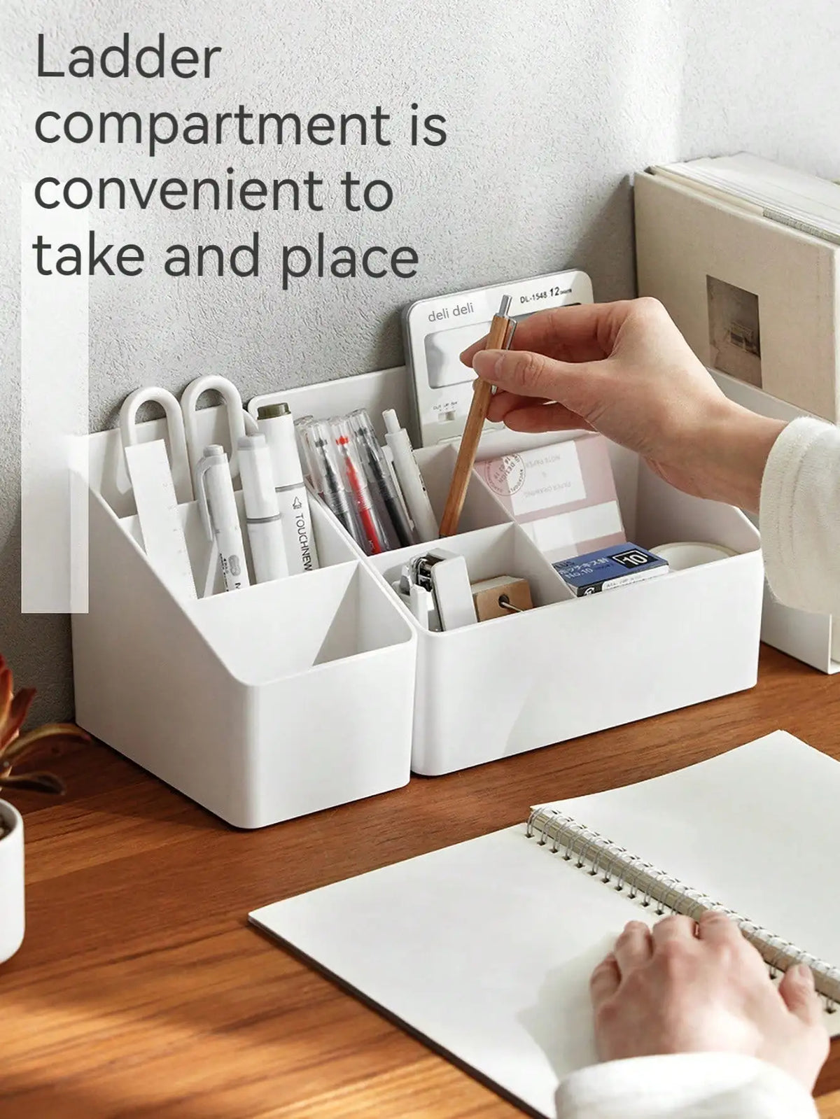 Desk Organizer Caddy - Multi-Compartment Desktop Storage Box for Remote Controls, Pens and Cosmetics, Everstock