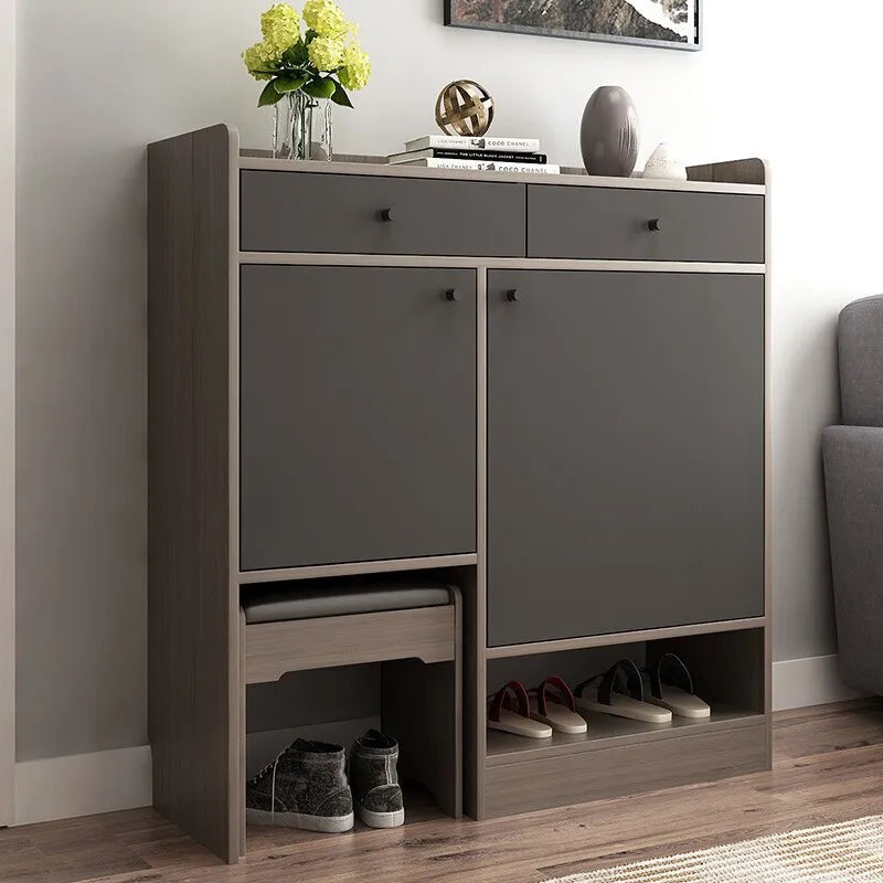 Wooden Shoe Rack Cabinet - Multi-Shelf Storage for Living Room & Entryway Organization, Everstock