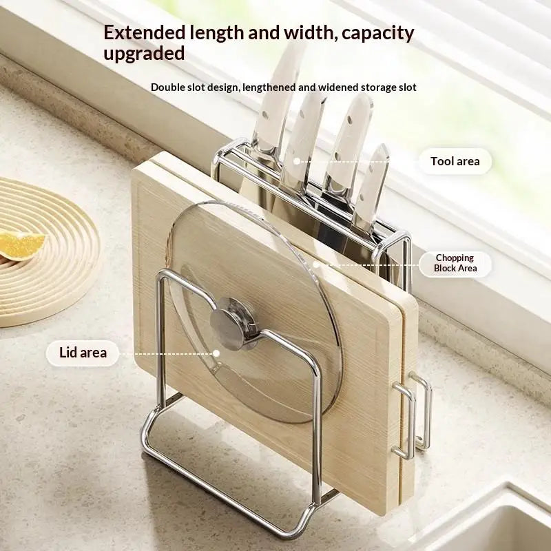 Knife Block Organizer - Countertop Rack with Cutting Board Slot and Utensil Storage, Kitchen, Everstock
