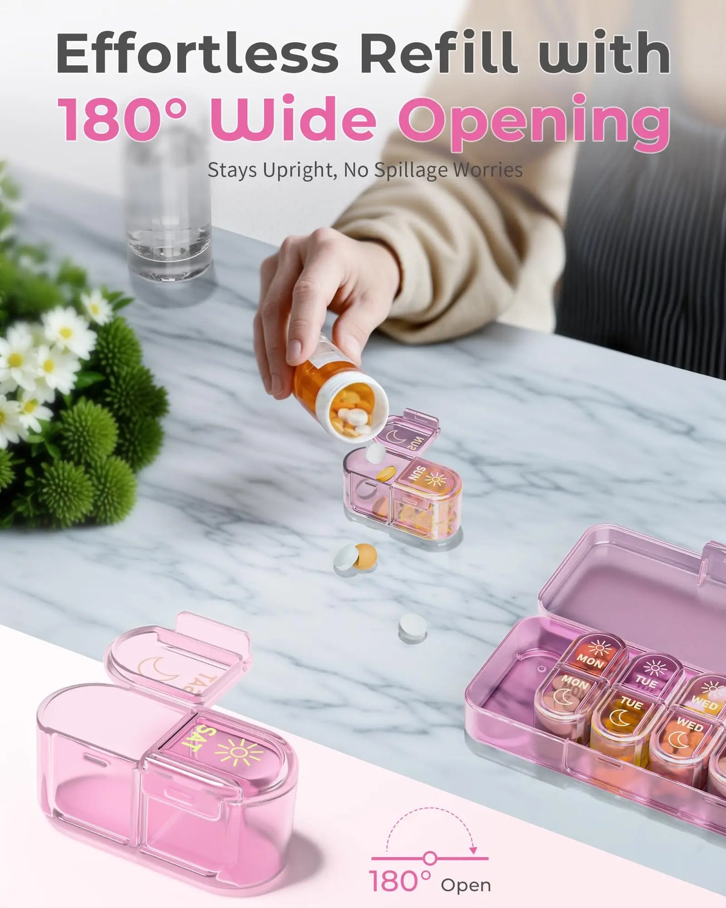 7-Day Pill Storage Case - AM & PM Weekly Organizer Box for Travel & Daily Use, Everstock