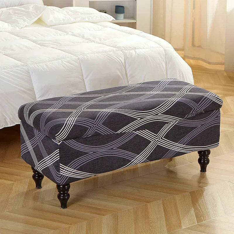 Stretch Storage Ottoman Cover Foldable Bed Footstool Covers Rectangular Bench Stool Furniture Protector Sofa Footrest Slipcovers