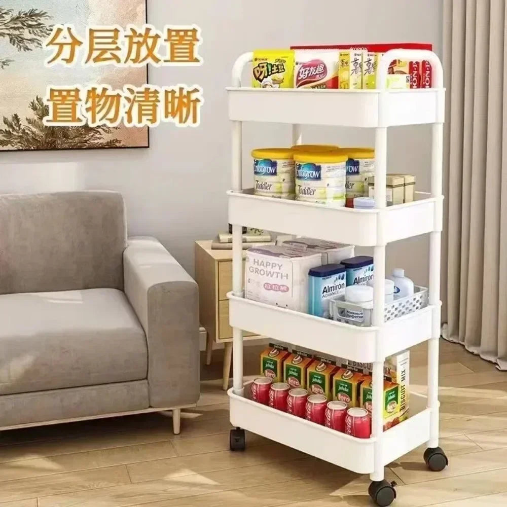 Multi-Layer Rolling Storage Cart - Mobile Trolley Rack for Bathroom, Kitchen & Bedroom Floor Storage, Everstock