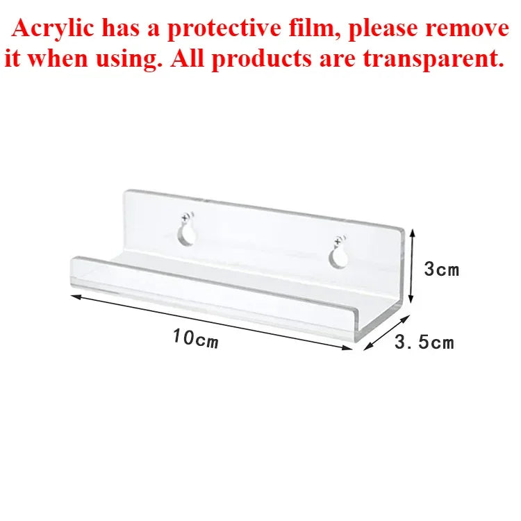 Vinyl Record Wall Shelf - Clear Acrylic Display Ledge in 4, 7 and 12 Inch for LPs, CDs and Albums, Everstock