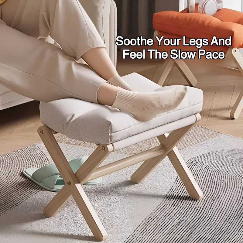 Shoe-Changing Storage Ottoman - Fabric Footstool Seat with Hidden Compartment, 30 x 46 x 34cm, Entryway, Everstock