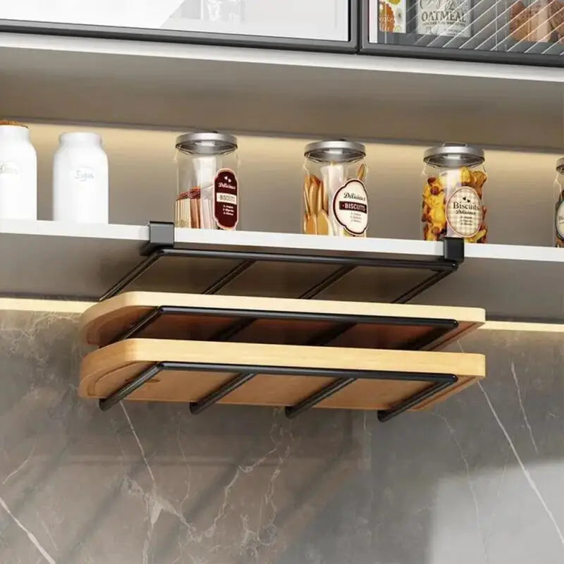 Under-Cabinet Hanging Organizer Rack - Steel Hook Shelf for Paper Towels, Cutting Boards & Pot Lids, Kitchen, Everstock