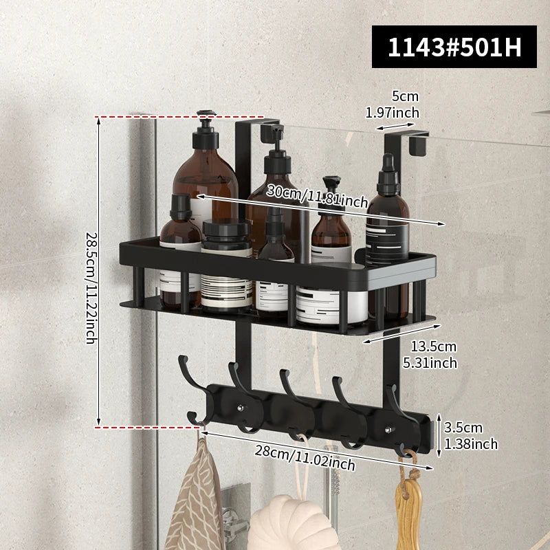 Door-Mounted Shower Storage Rack - Wall Mounted Shower Gel & Supplies Organizer for Bathroom, Everstock