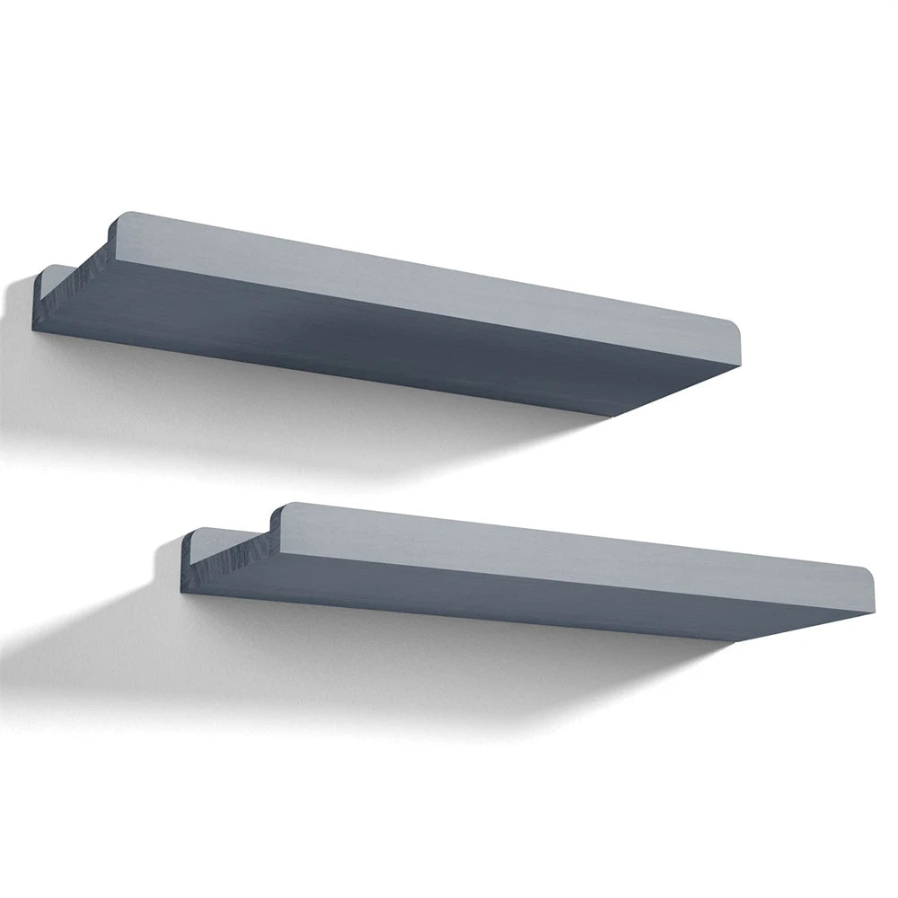 Wall Ledge Shelf Set of 2 - Farmhouse Wood Floating Shelves with Front Lip for Photo Frames, Everstock