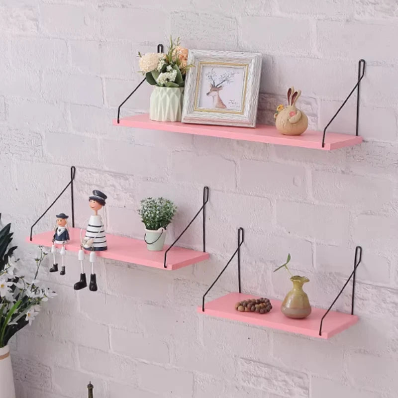 Wall-Mounted Storage Shelf - Wooden Display Rack with Iron Frame, 50 x 40 x 30 cm, for Living Room & Bedroom Walls, Everstock