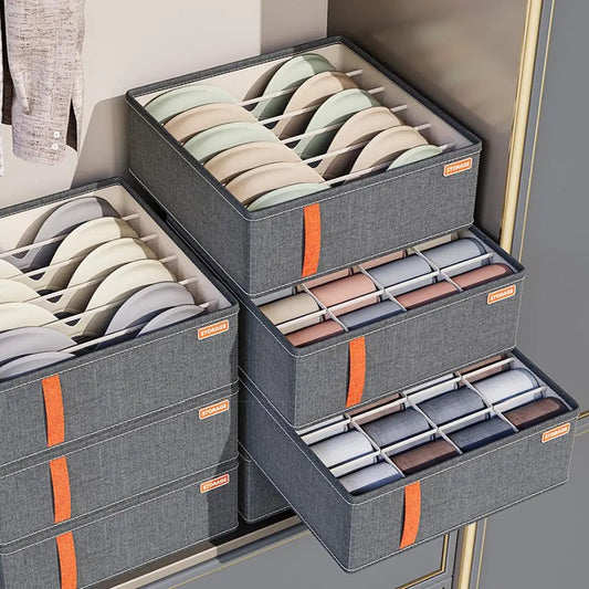 Drawer Underwear Organizer Set - Foldable Oxford Cloth Storage Boxes with 6, 7 or 20 Grids for Wardrobe Socks & Bras, Everstock