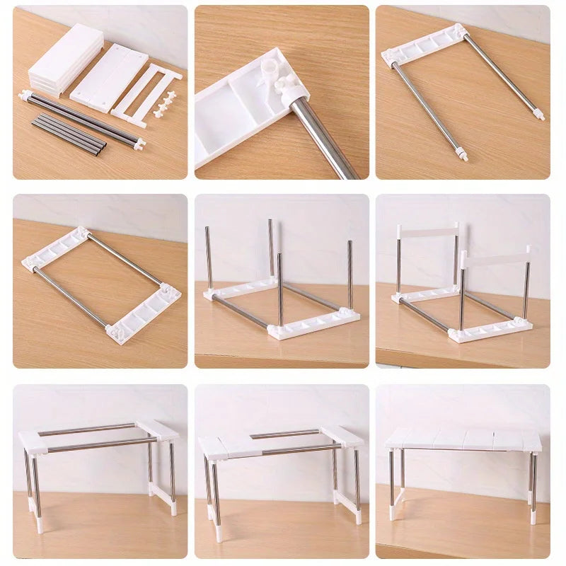 Expandable Microwave Shelf - Adjustable Countertop Stand and Cabinet Organizer for Kitchen Storage, Everstock