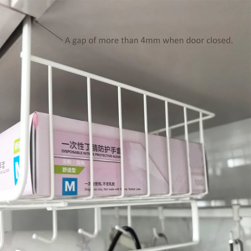 Under-Cabinet Hanging Basket - Metal Storage Organizer with 4 Hooks for Paper Towels, Mugs & Utensils, Everstock