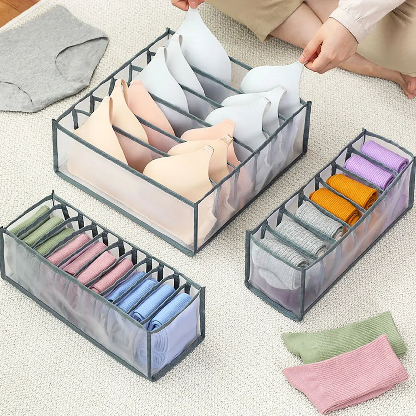 Closet Underwear Organizer Box - Wardrobe Drawer Dividers for Bras, Socks & Folded Clothes, Everstock