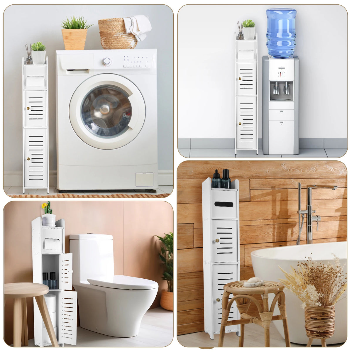 Floor-to-Ceiling Storage Cabinet - Multilayer Toilet Side Shelf, Large Capacity for Small Bathrooms, Everstock