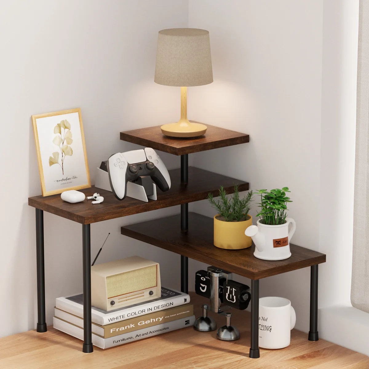 3-Tier Corner Shelf Organizer - Moveable Countertop Rack for Kitchen Spices, Coffee Station & Bathroom, Everstock