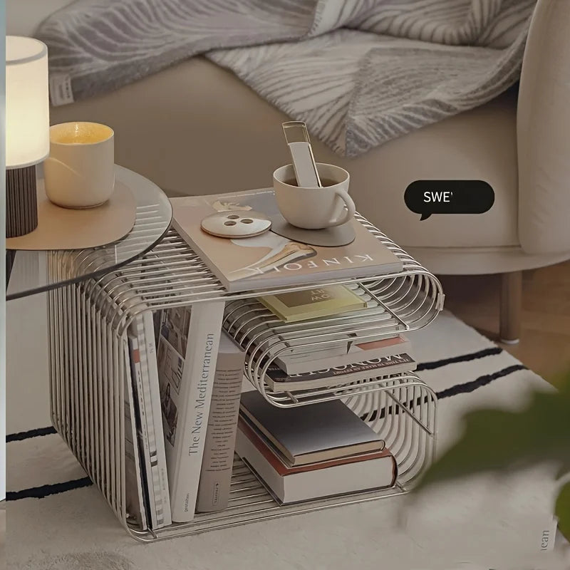 Wall-Mounted Metal Bookshelf - Geometric Open Frame Magazine Rack and Display Shelf for Living Room Walls, Everstock