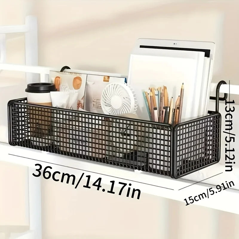 Bedside Storage Basket - Metal Hanging Organizer for Bed Frames, Dorm Doors and Under-Bed Space, Everstock