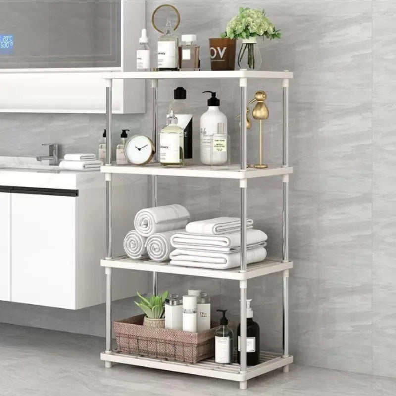 Multi-Tier Storage Rack - Free-Standing Plastic Shelf Unit with Open Tiers for Bathroom, Kitchen & Bedroom, Everstock