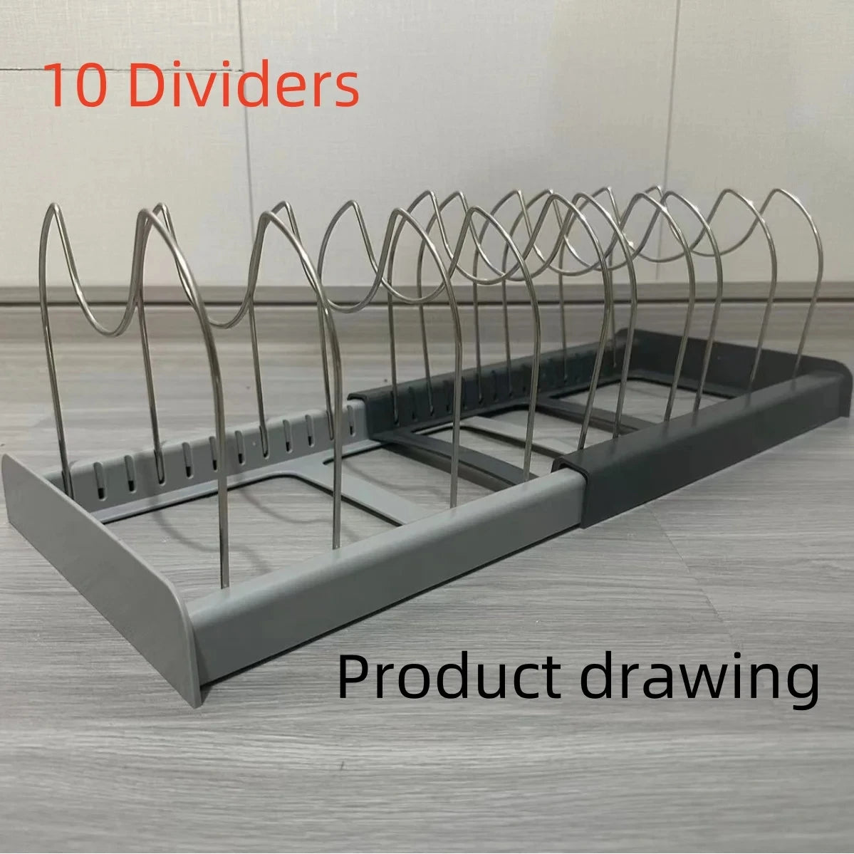 Pot and Pan Organizer Rack - Adjustable Connectable Lid Holder for Cabinets, Drawers & Countertops, Everstock