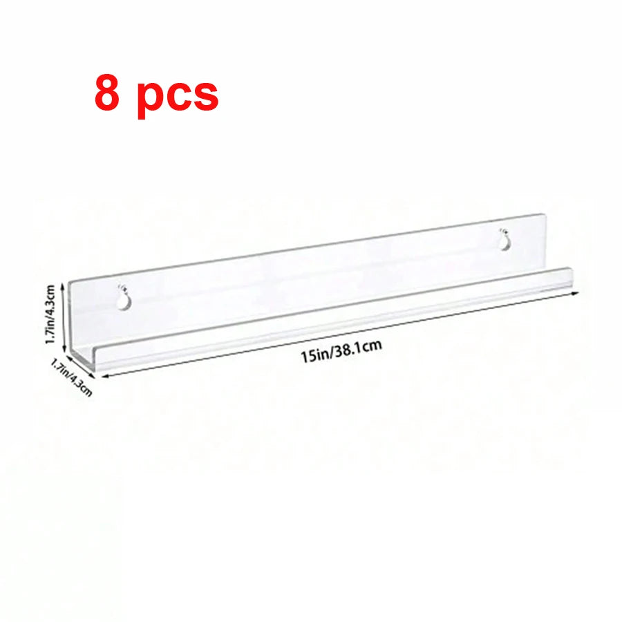 Acrylic Record Display Shelf - Clear Wall-Mounted Album Ledge for Vinyl, Magazines and Books, Everstock