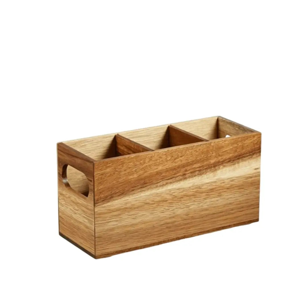 Wooden Utensil Holder - 3-Compartment Countertop Organizer for Spatulas, Spoons & Ladles, Kitchen, Everstock