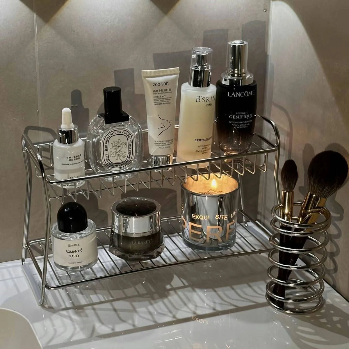 Countertop Cosmetic Storage Basket - Iron Rack for Dressing Table & Bathroom Organization, Everstock