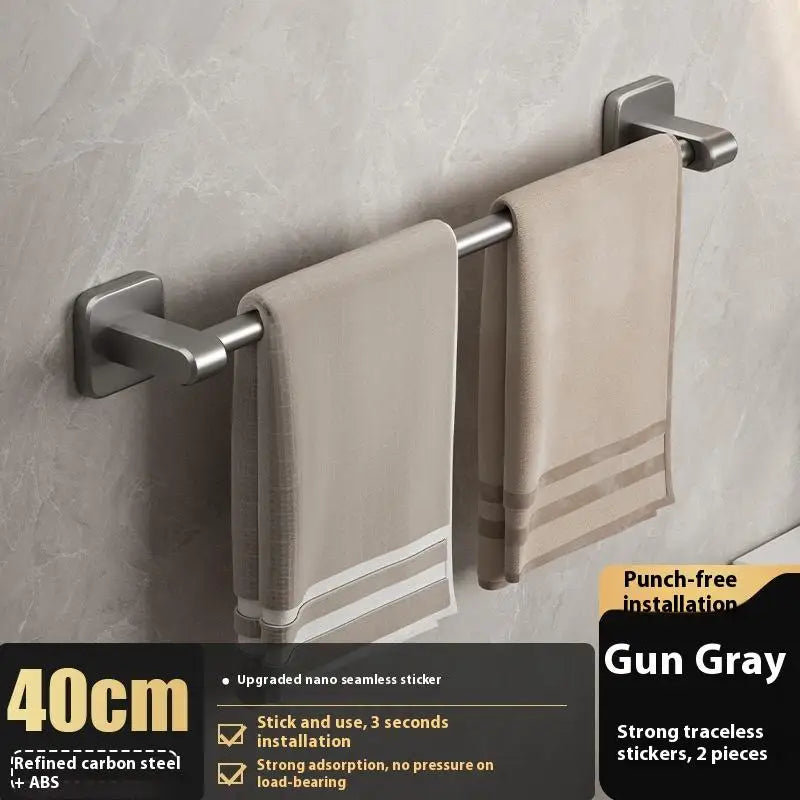 Two-Tier Towel Rack - Wall-Mounted Punch-Free Storage Shelf & Holder Bar for Bathroom, Everstock