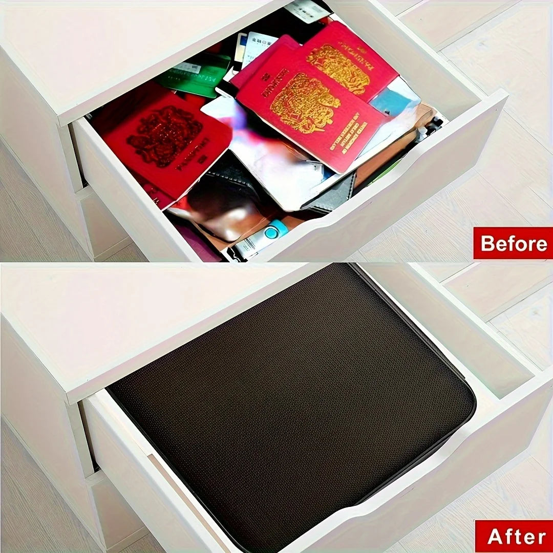 Fireproof Document Organizer with Lock - 8-Layer Water-Resistant File Box for Home Safe Storage, Everstock