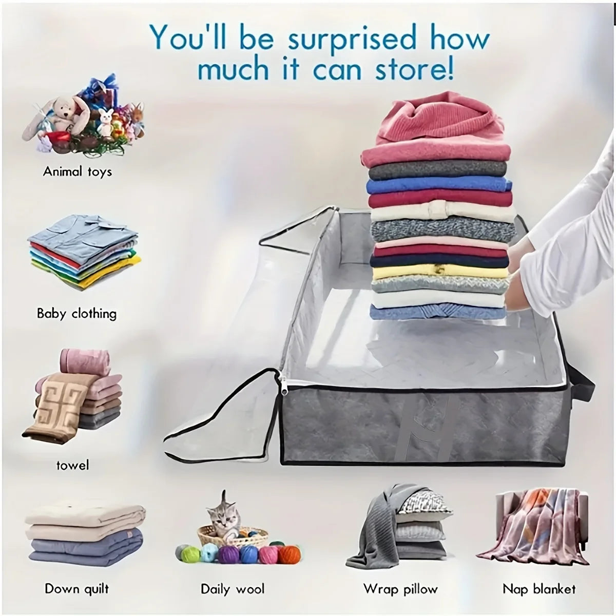 Under-Bed Storage Bag - Dustproof Non-Woven Quilt & Bedding Container, 10 kg Load, Closet Organization, Everstock