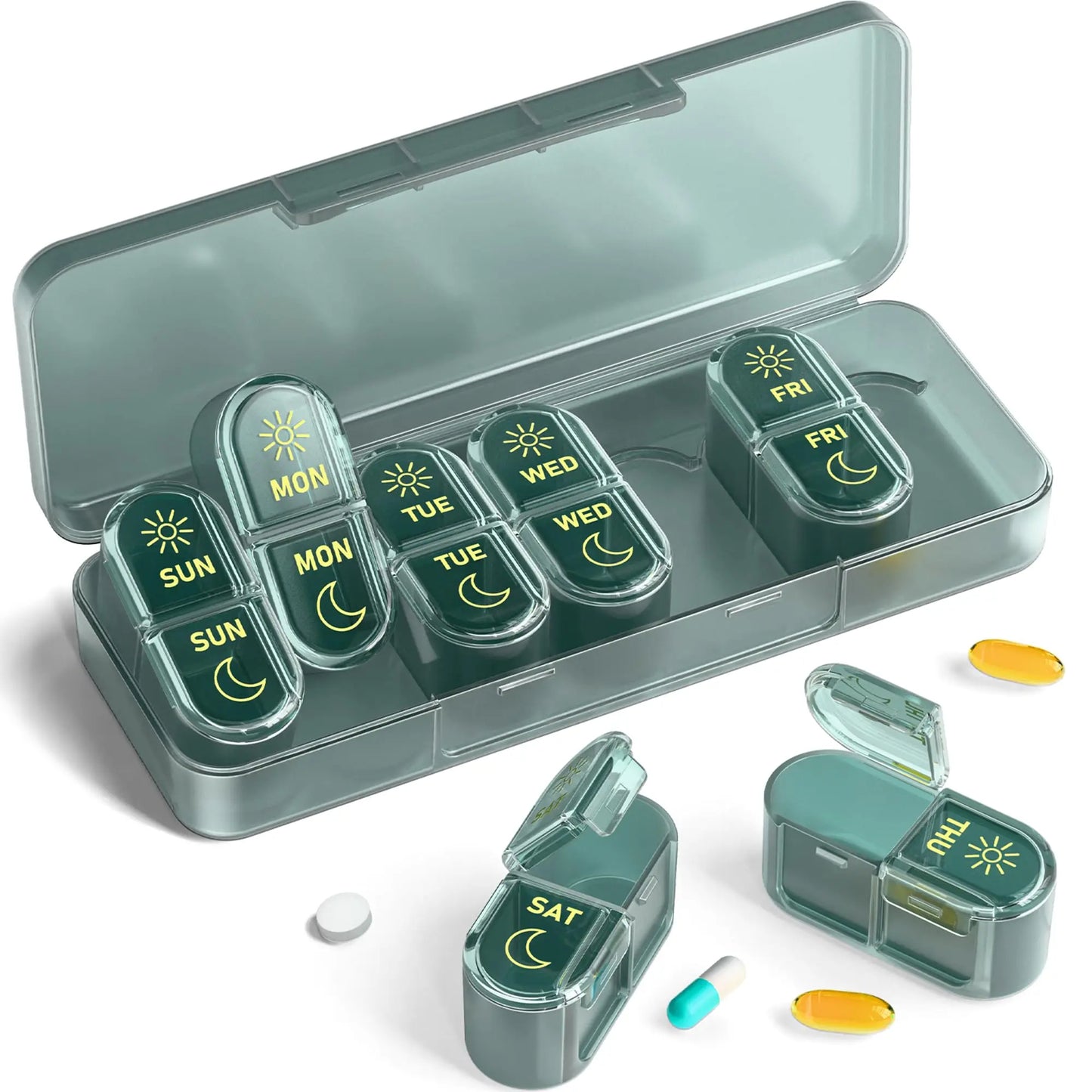 7-Day Pill Storage Case - AM & PM Weekly Organizer Box for Travel & Daily Use, Everstock