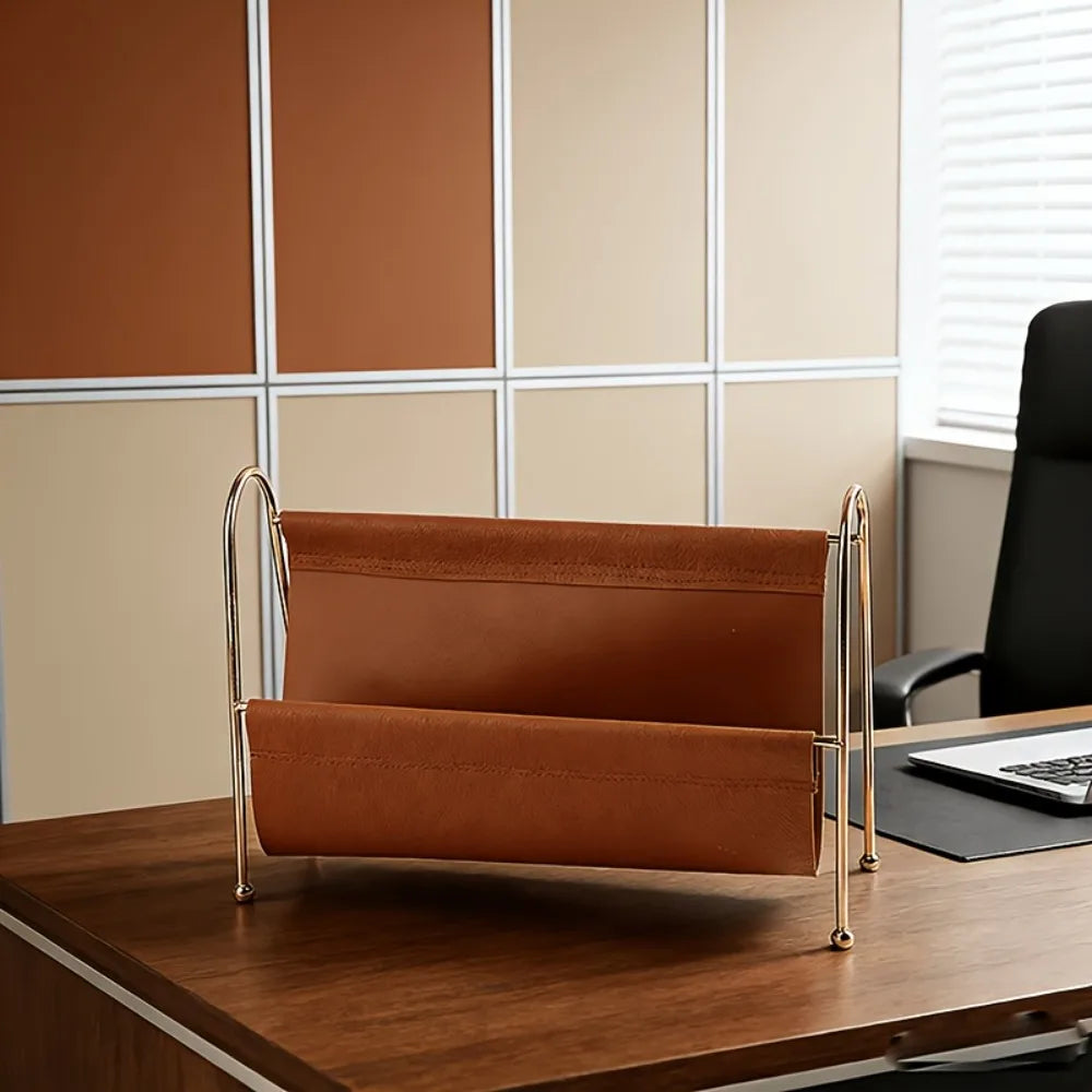 Gold Metal Desktop Organizer - Wire Frame Storage Holder for Home Office Accessories, Everstock