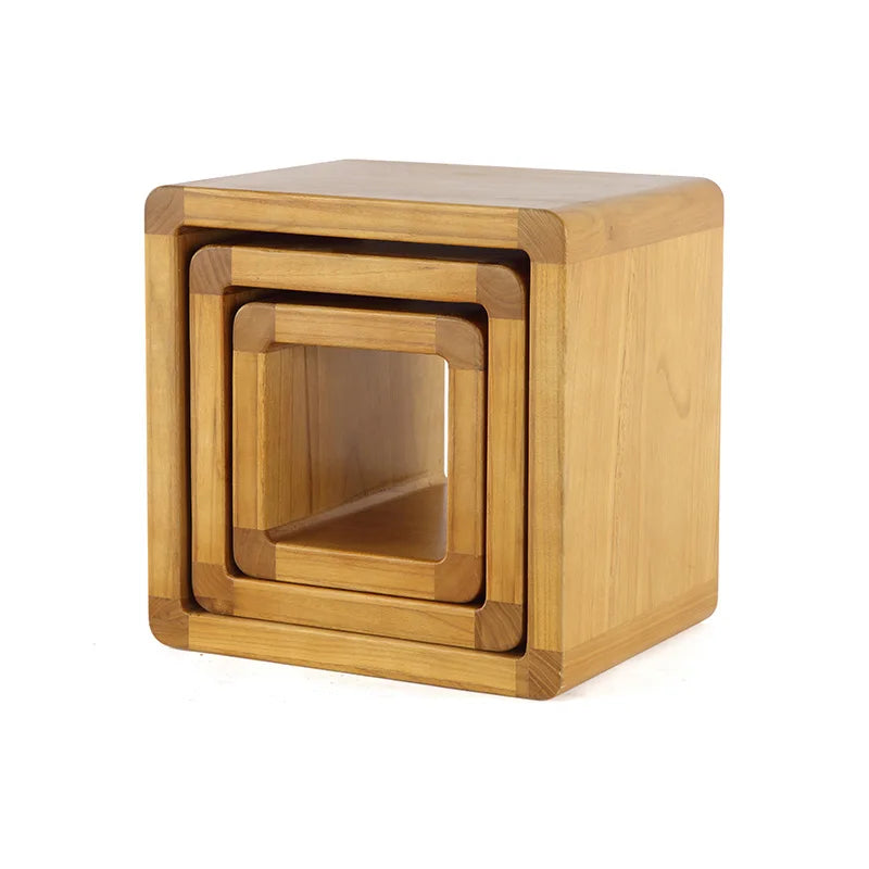 Stackable Wooden Storage Ottoman - Solid Paulownia Round Stool with Hidden Compartment for Living Room, Everstock