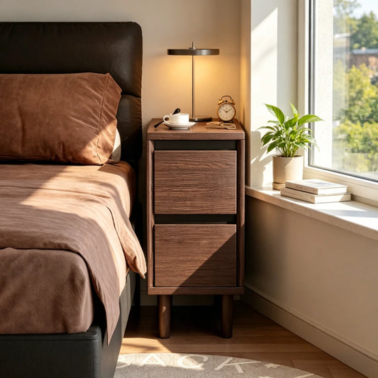 Bedside Storage Cabinet - Wooden Freestanding Nightstand with Closed Compartment for Bedroom & Small Spaces, Everstock