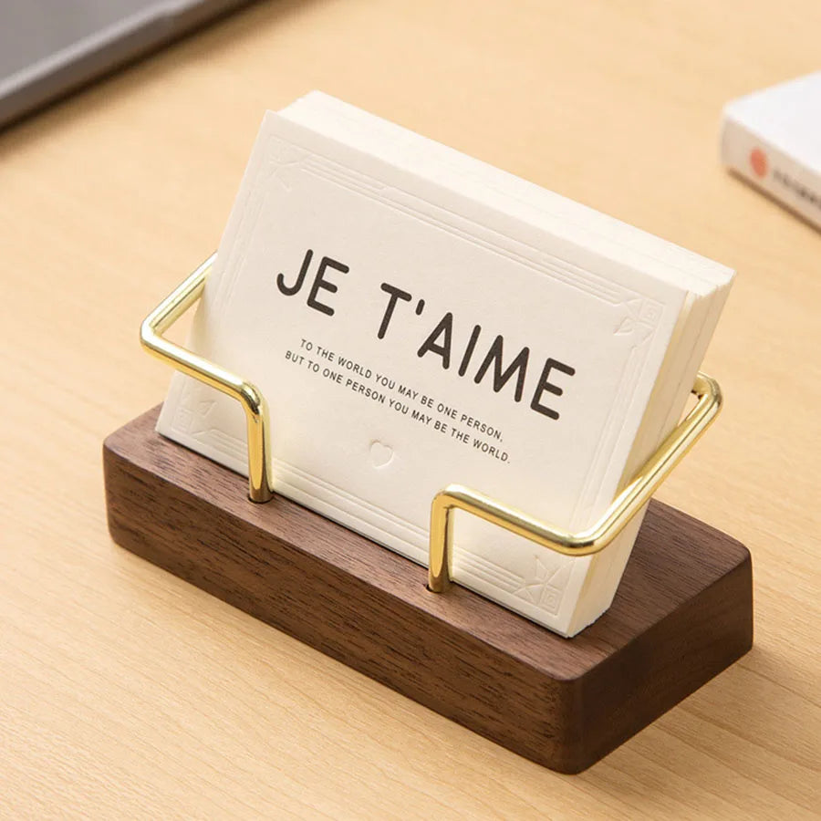 Wooden Business Card Holder - Desktop Display Stand for Office & Reception Counter, Everstock