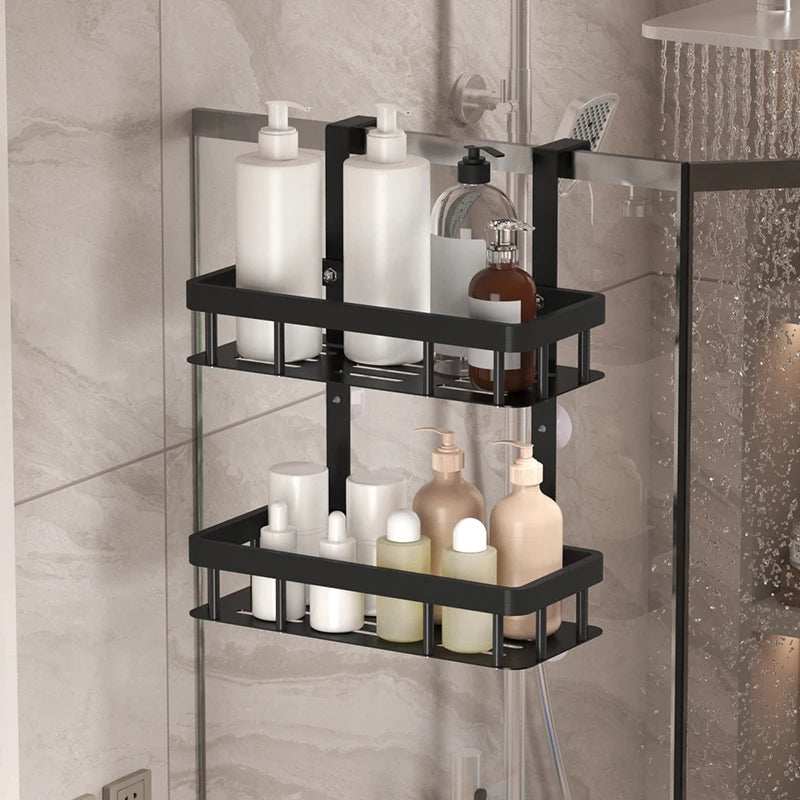 Door-Mounted Shower Storage Rack - Wall Mounted Shower Gel & Supplies Organizer for Bathroom, Everstock