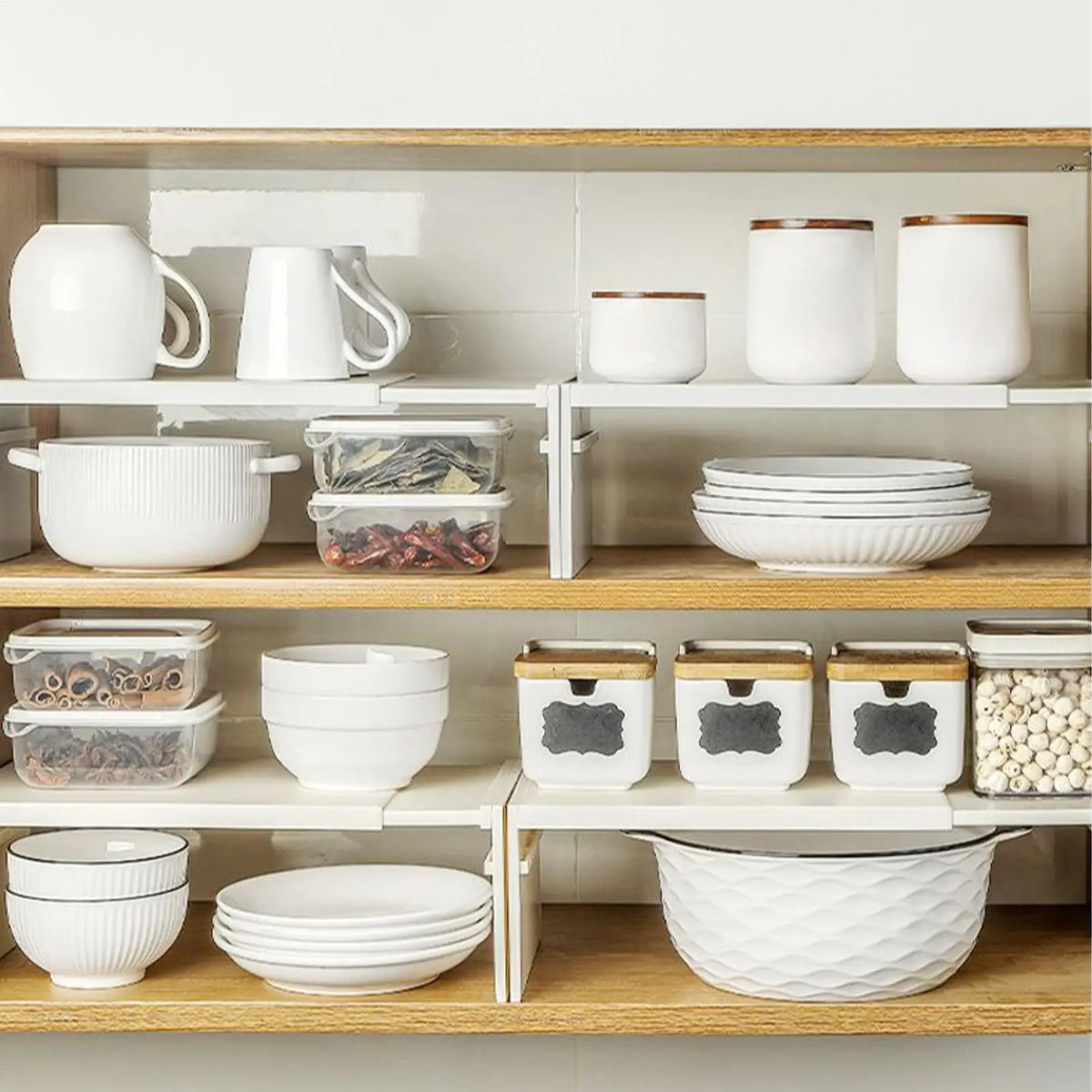 Expandable Cabinet Shelf Organizer - Stackable Riser Adjusting 30-53 cm for Kitchen Cabinets & Under-Sink, Everstock