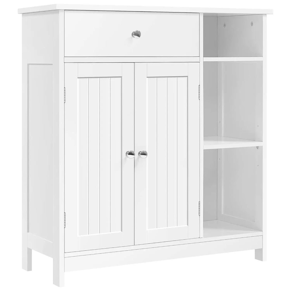 White Freestanding Storage Cabinet - Drawer & 2 Beadboard Doors for Bathroom Towel Storage, Everstock