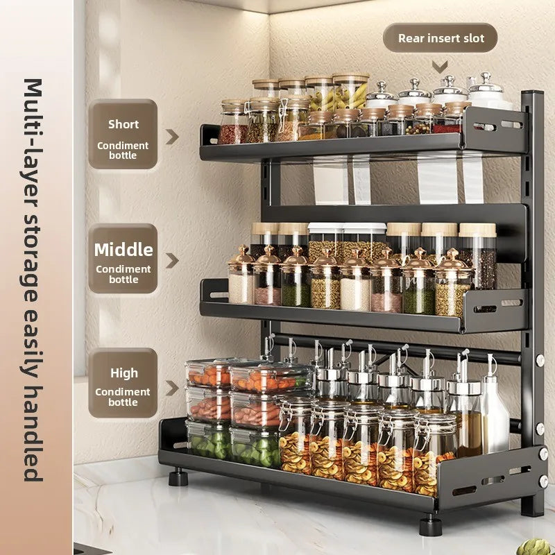 3-in-1 Countertop Kitchen Organizer - Steel Knife Block, Spice Rack & Utensil Holder, 30 lb Capacity, Everstock