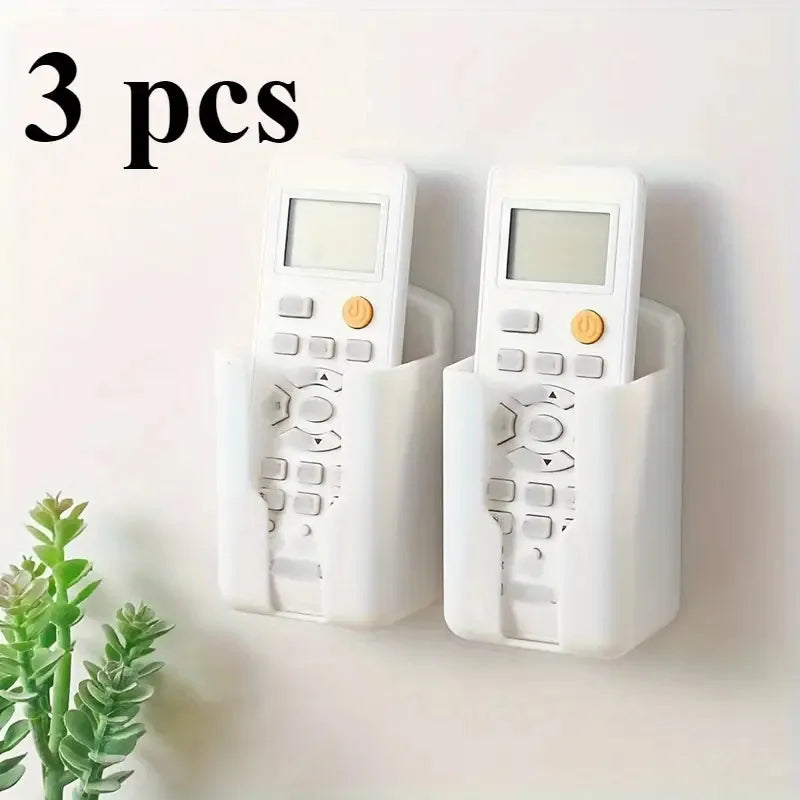 Wall-Mounted Remote Control Holder, 3 Pack - No-Drill Plastic Storage Box for TV and Air Conditioner Remotes, Everstock
