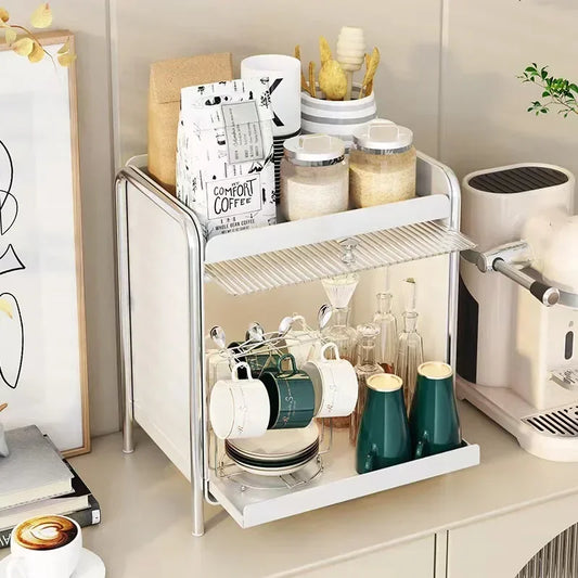 Countertop Drawer Organizer - Dustproof Pull-Out Storage Box for Mugs, Tea Bags, Coffee Pods & Makeup, Everstock