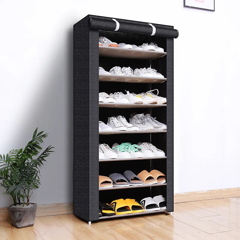 Dustproof Shoe Cabinet - Non-Woven Fabric Shoe Rack with Steel Frame, 5 to 9 Lattices for Entryway Storage, Everstock