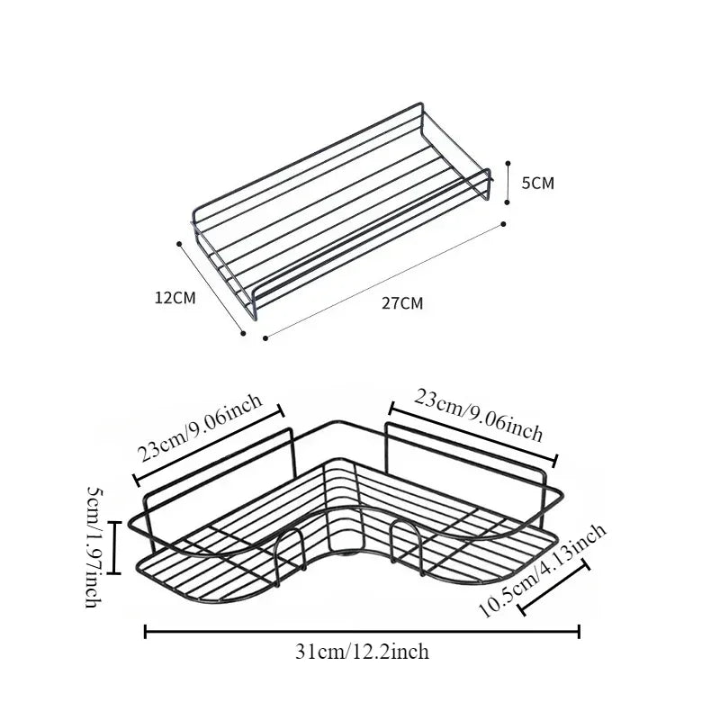 Wall-Mounted Corner Storage Shelf - Iron Shampoo Holder & Shower Drain Basket, Everstock